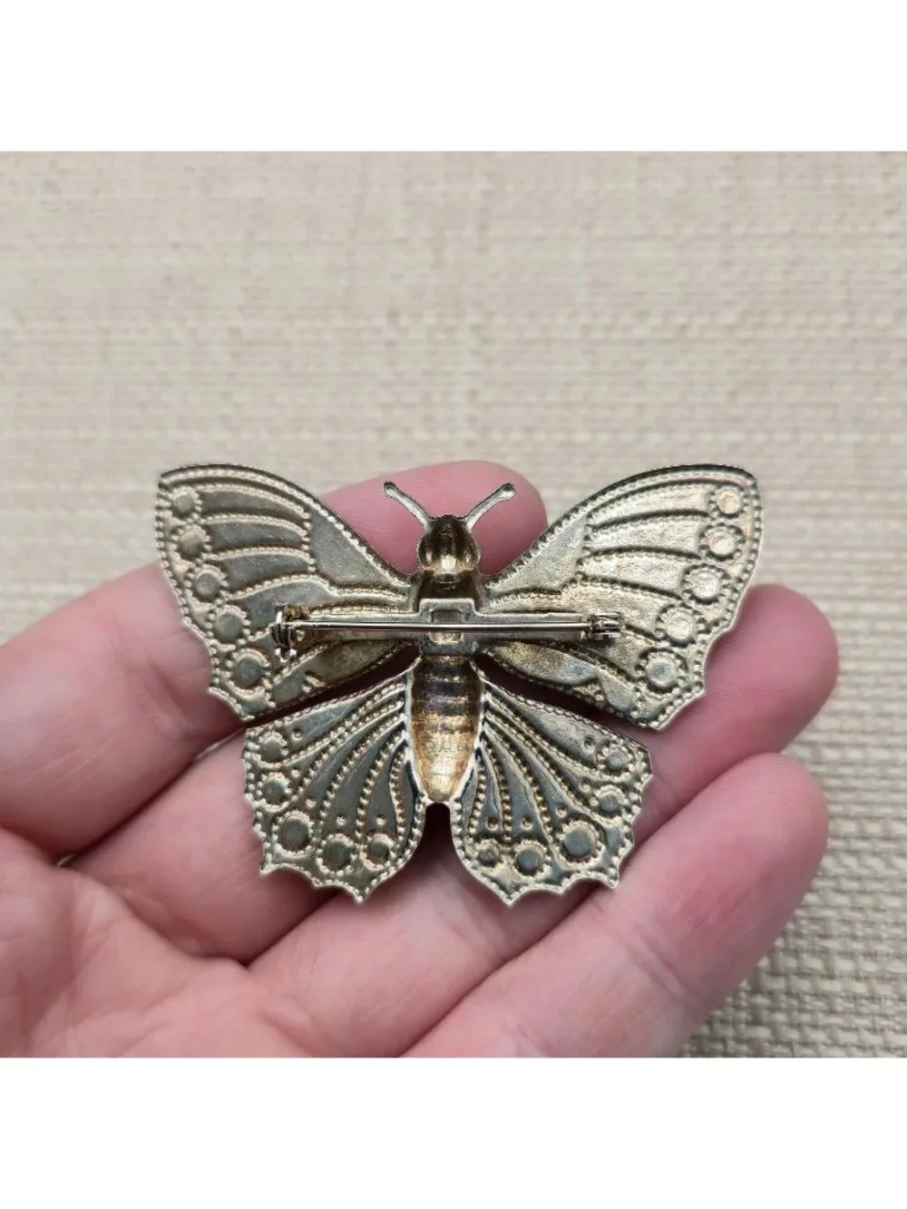Vintage Purple and Green Enamel Butterfly - Shimmering Insect Pin Brooch B1436
